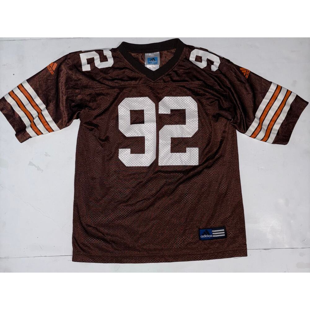 Vintage Adidas Team Cleveland Browns 92 Jim Brown throwback youth large 10/12